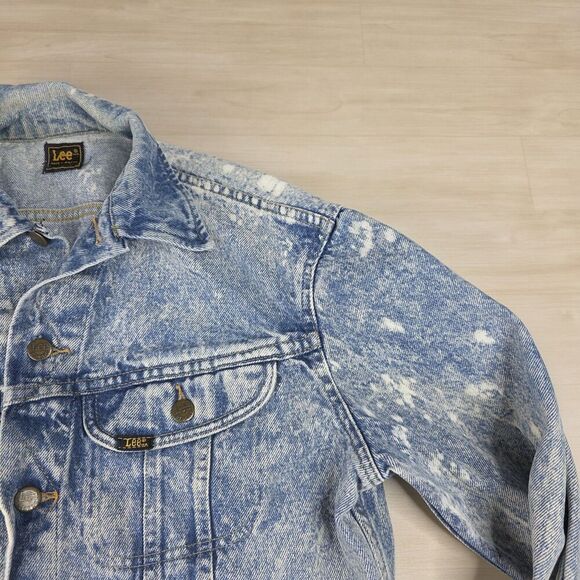 Vintage‎ Lee Acid Wash Denim Trucker Jacket PATD 153438 Blue USA Size Medium - Picture 8 of 9
